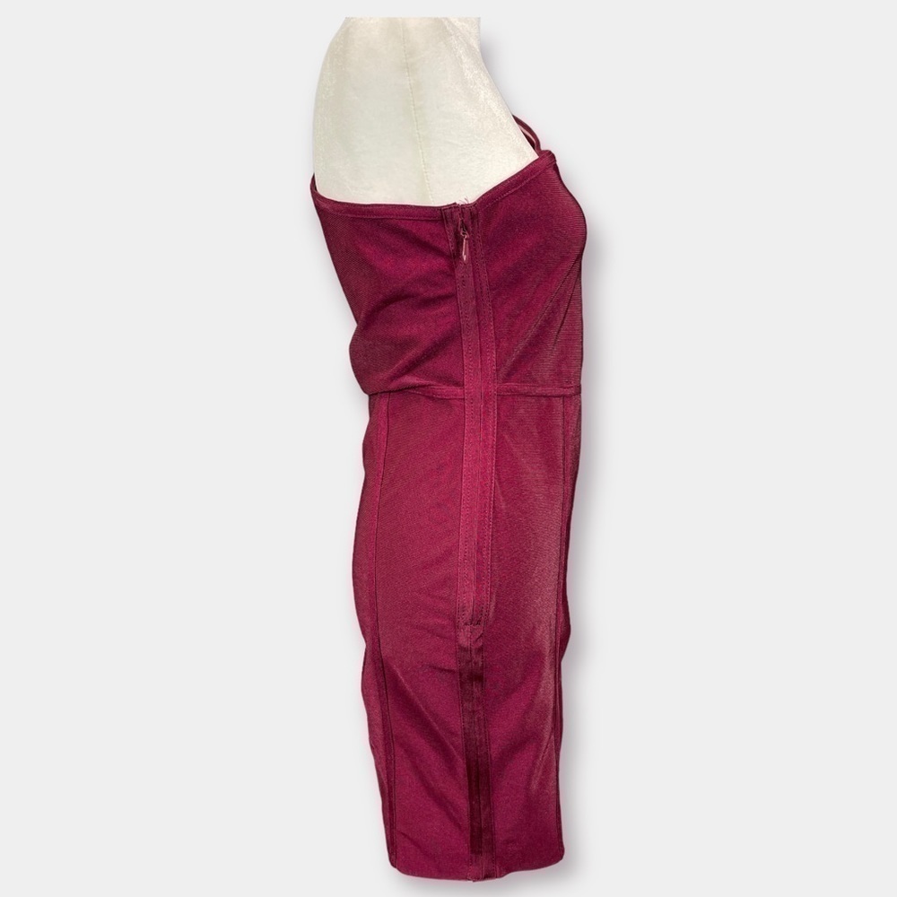 12th Twelfth Love Mini One Sleeve Dress Burgundy Maroon Size Medium - Picture 4 of 8